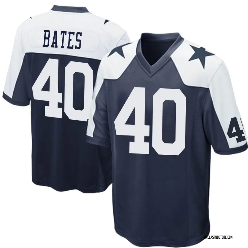 Navy Blue Men's Bill Bates Dallas Cowboys Game Throwback Jersey