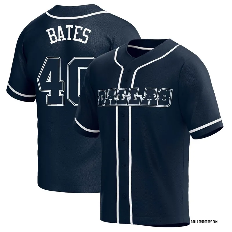 Navy Youth Bill Bates Dallas Cowboys Baseball Button-Up Jersey